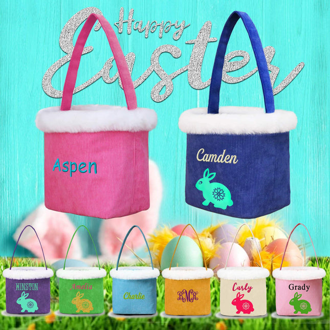 Wholesale corduroy Easter buckets for kids’ egg hunts.