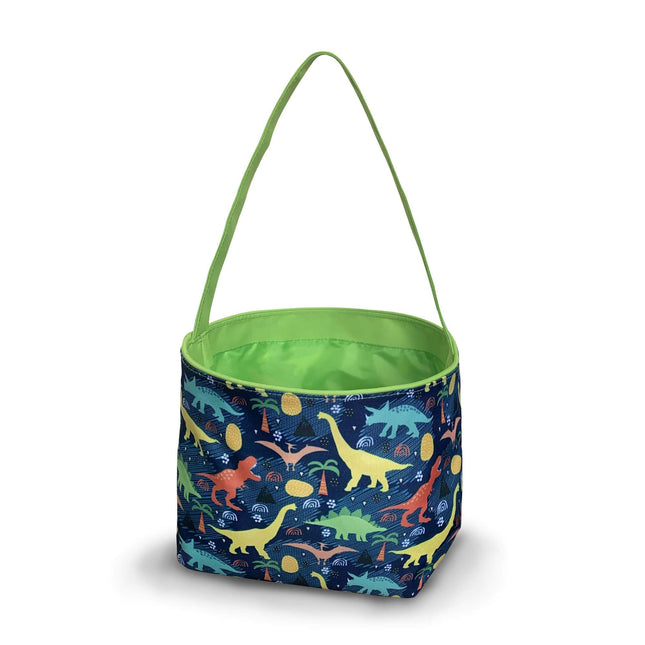 wholesale dinosaur polyester easter buckets for kids egg hunts-green trim