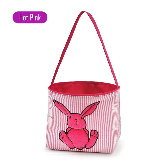 wholesale hot pink seersucker bunny applique easter buckets for kids egg hunts