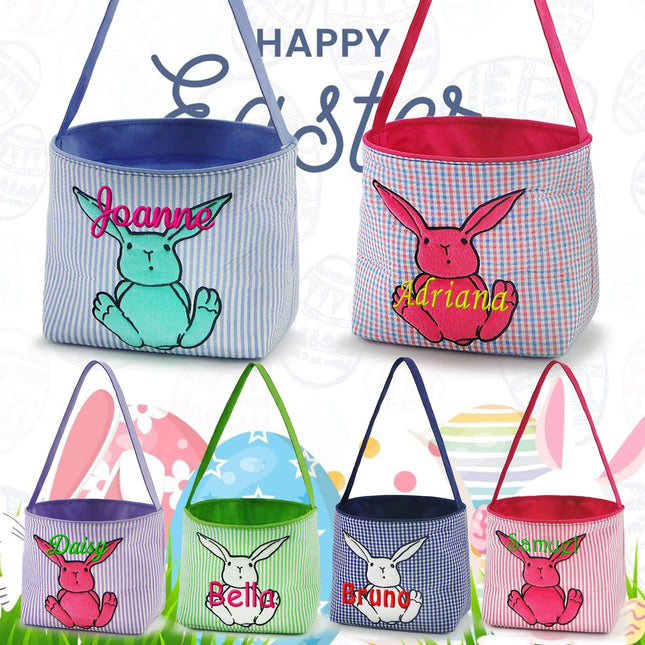wholesale seersucker applique easter buckets for kids egg hunts