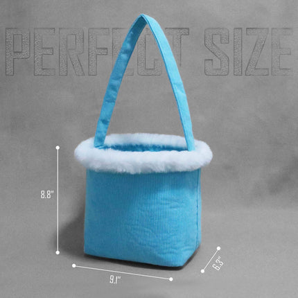 Size for corduroy Easter buckets, 9.1" L X 6.3" W X 8.8" H