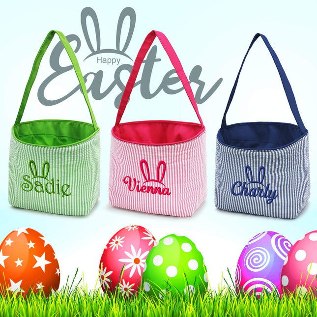 Wholesale seersucker easter bucket for kids egg hunts