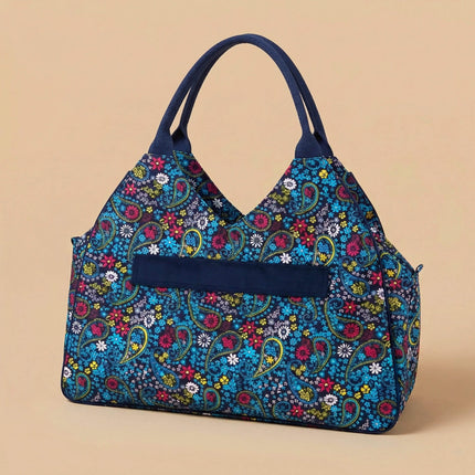 wholesale never-full beach bag with navy paisley print design