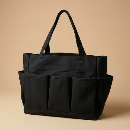 wholesale black large organizer bag with multiple pockets