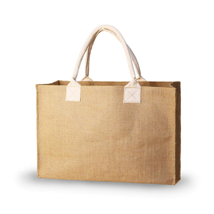 Wholesale burlap tote bag with cotton handles. Perfect for monogramming.