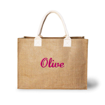 Wholesale burlap tote bag with cotton handles. Perfect for monogramming.