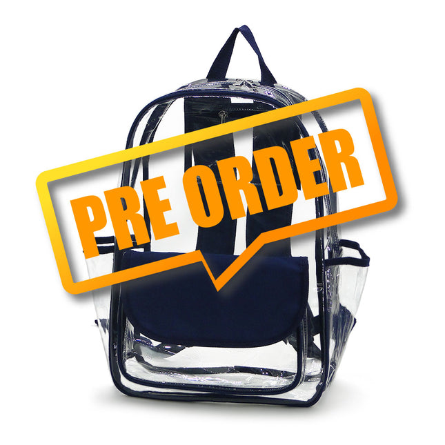 Wholesale clear backpack with solid color flap for school and travel