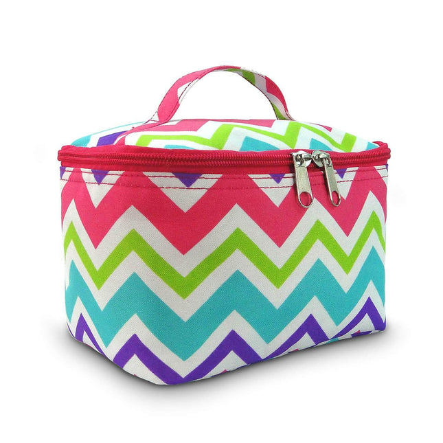 Wholesale mini cosmetic bag with gir's chevron print for travel and makeup
