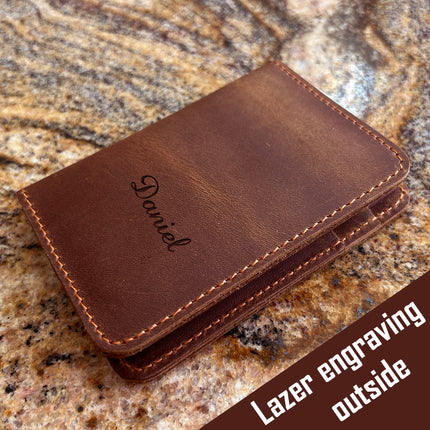 K330 | VINTAGE-STYLE CRAZY HORSE LEATHER CARDHOLDER