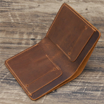 K333 | VINTAGE-STYLE CRAZY HORSE LEATHER CARDHOLDER / WALLET