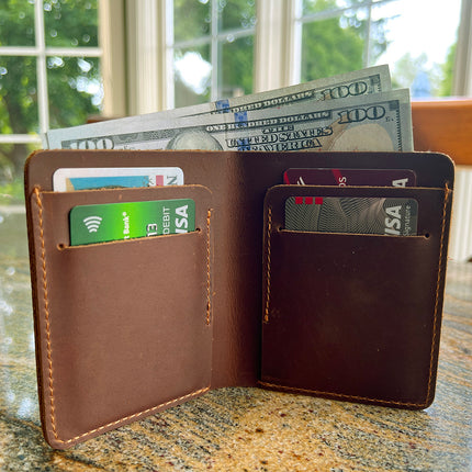 K333 | VINTAGE-STYLE CRAZY HORSE LEATHER CARDHOLDER / WALLET