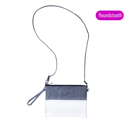 Wholesale Clear Game day Bag with Houndstooth trims. Perfect for monogramming.