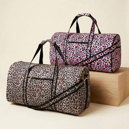 Wholesale classic and colored leopard printed duffel bags blank for embroidery or monogram