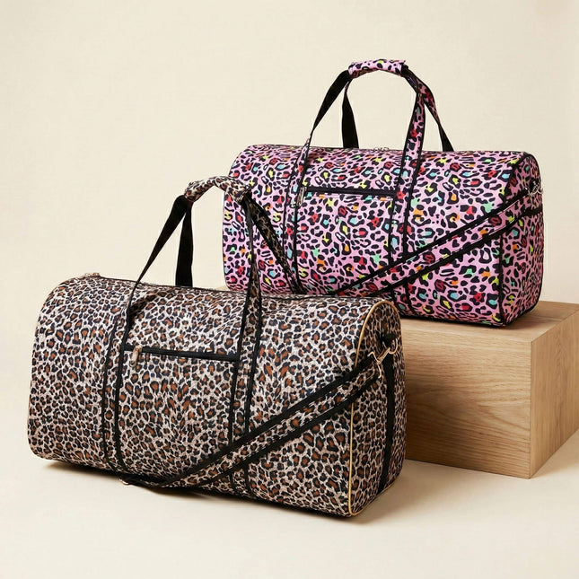 Wholesale classic and colored leopard printed duffel bags blank for embroidery or monogram