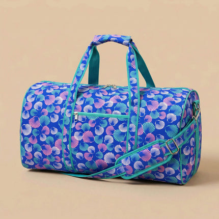 wholesale large duffel bag with colorful shells print and mint trims