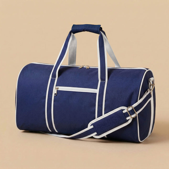 wholesale navy large duffel bag with white trims