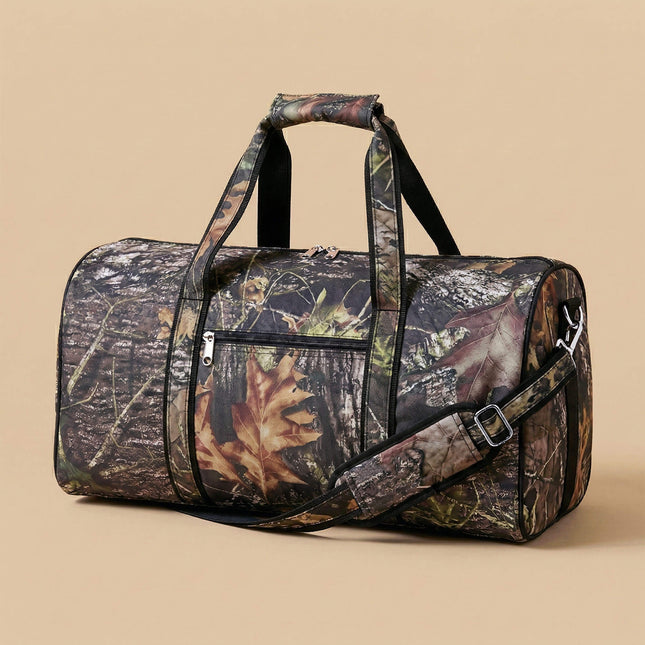 wholesale large duffel bag with wodds camo pattern and black trims