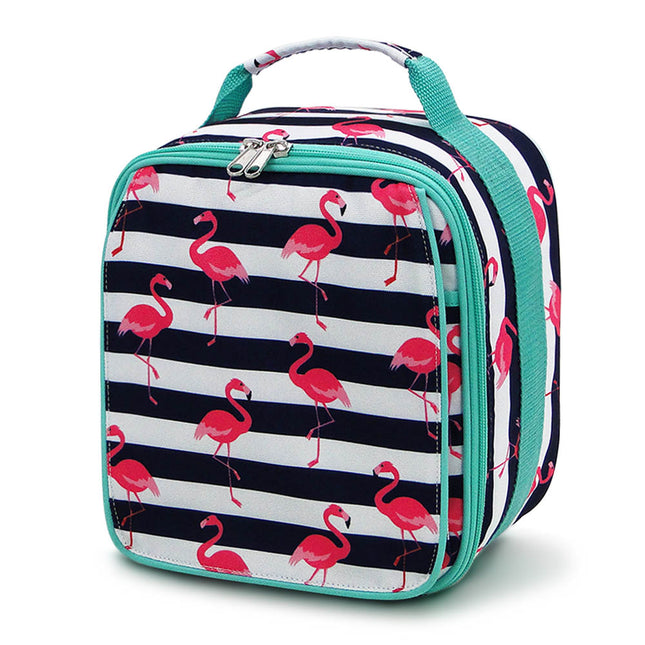 wholesale insulated lunch bag striped flamingos print for kids