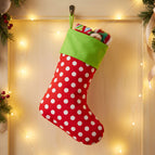 Red-White Dots / Solid Green Top