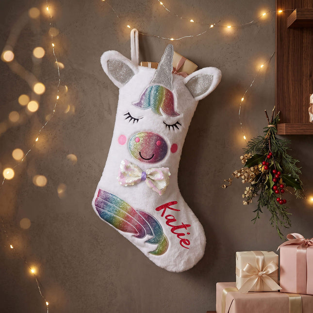 Wholesale unicorn Christmas stocking for monogram and embroidery
