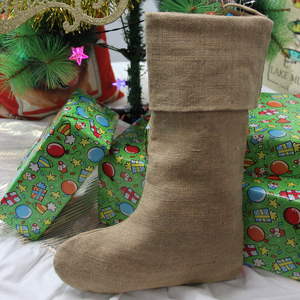 Wholesale Christmas stocking K903 with 100% burlap, monogrammable cuff for holiday decor - Red To Purple