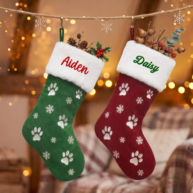 Wholesale pet paw Christmas stockings for monogram and embroidery personalization