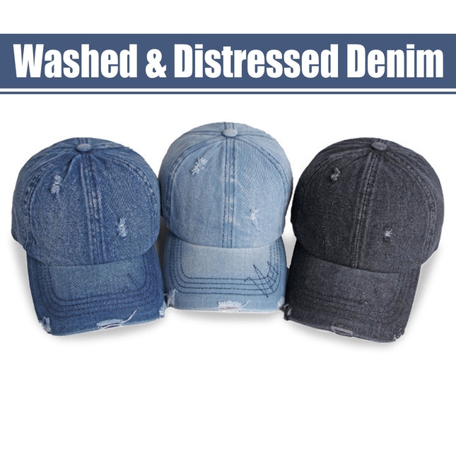 K913 | BASEBALL CAP - DISTRESSED DENIM