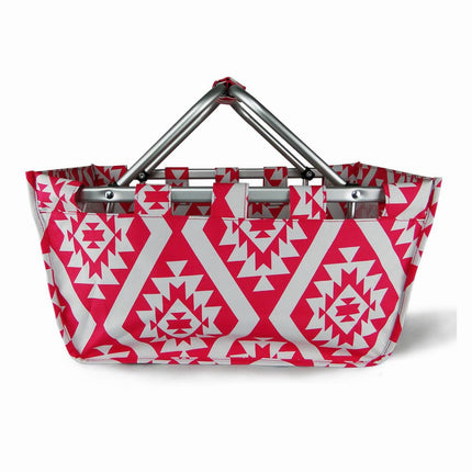 wholesale custom large pink aztec market tote bag with monogram design