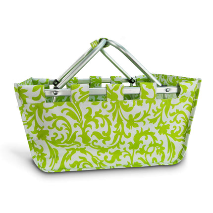 wholesale custom large lime green floral market tote bag with monogram design