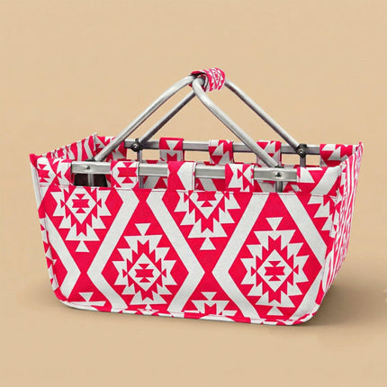 wholesale custom large pink aztec market tote bag with monogram design
