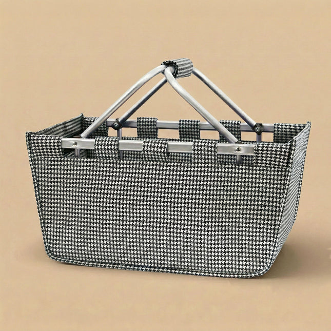 wholesale custom large hundstooth jacquard market tote bag with monogram design