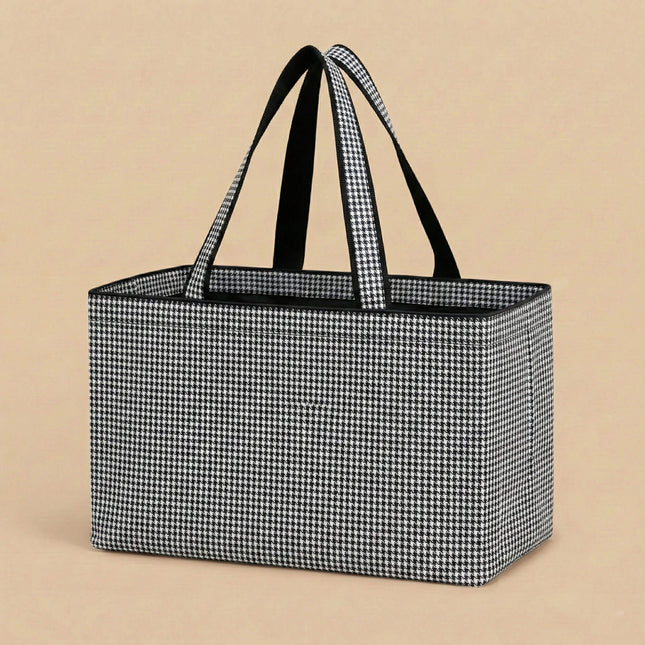 wholesale houndstooth jacquard carryall large tote bag for shopping and beach use.