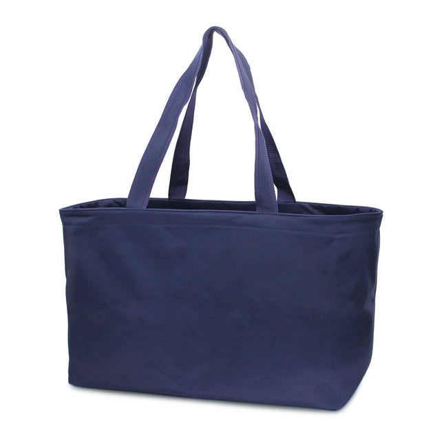 wholesale navy waterproof carryall large tote bag for shopping and beach use. Perfect for monogramming.