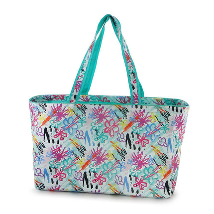 wholesale painted floral pattern waterproof carryall large tote bag for shopping and beach use.