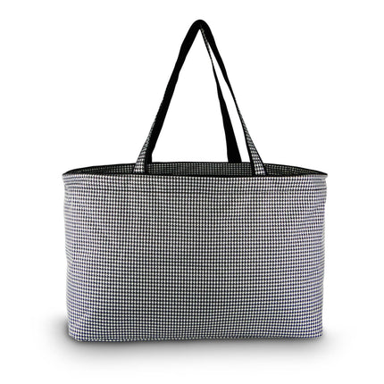 wholesale houndstooth jacquard carryall large tote bag for shopping and beach use.