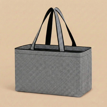 wholesale houndstooth jacquard carryall large tote bag for shopping and beach use.