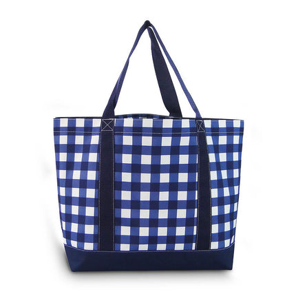 wholesale navy buffalo check polyester large tote bag waterproof.