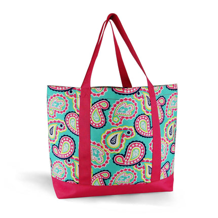 wholesale mint paisley polyester large tote bag waterproof.
