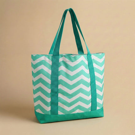 wholesale mint chevrons polyester large tote bag waterproof.