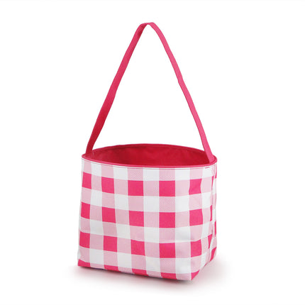 wholesale hot pink buffalo check polyester easter buckets for kids egg hunts