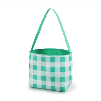 wholesale mint buffalo check polyester easter buckets for kids egg hunts