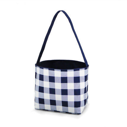 wholesale navy buffalo check polyester easter buckets for kids egg hunts