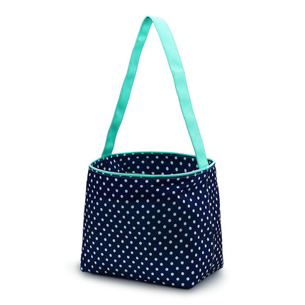 wholesale navy / white polka dots polyester easter buckets for kids egg hunts