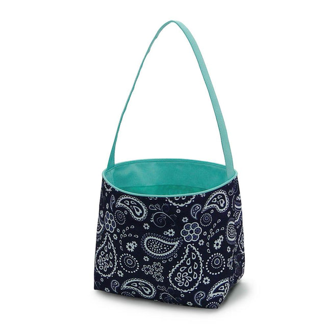 wholesale navy / white paisley polyester easter buckets for kids egg hunts