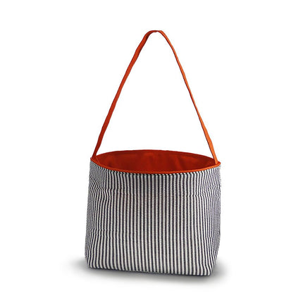 wholesale black / orange seersucker halloween buckets for trick-or-treating