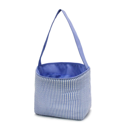 Wholesale blue seersucker easter bucket for kids egg hunts