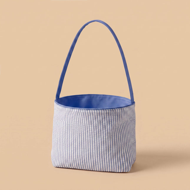 Wholesale blue seersucker easter bucket for kids egg hunts