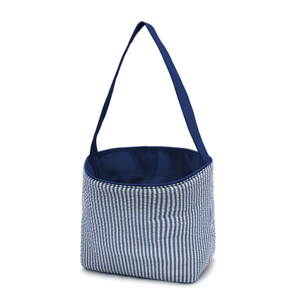 Wholesale navy seersucker easter bucket for kids egg hunts