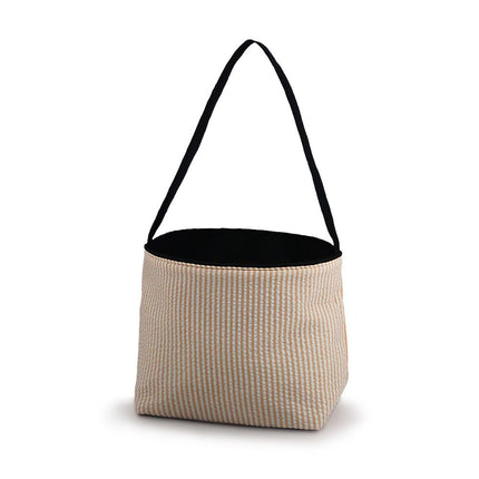 wholesale orange / black seersucker halloween buckets for trick-or-treating