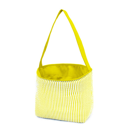 Wholesale yellow seersucker easter bucket for kids egg hunts